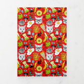 Kat en ei op rood drieluik kaart (Cover)