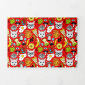 Kat en ei op rood drieluik uitnodiging (Cover)