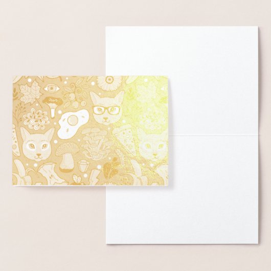 Kat en ei op rood folie kaarten (Display)