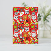 Kat en ei op rood informatiekaartje (Staand voorkant)