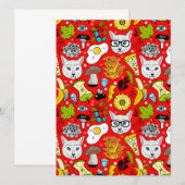 Kat en ei op rood kaart (Voorkant / Achterkant)