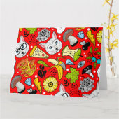 Kat en ei op rood kaart (Gele Bloem)