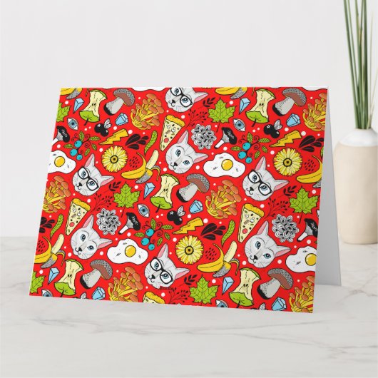 Kat en ei op rood kaart (Achterkant)