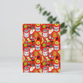 Kat en ei op rood kaart (Staand voorkant)