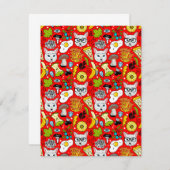 Kat en ei op rood kaart (Voorkant / Achterkant)