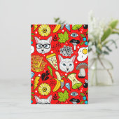 Kat en ei op rood kaart (Staand voorkant)