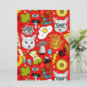 Kat en ei op rood kaart (Staand voorkant)