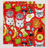 Kat en ei op rood kaart (Voorkant / Achterkant)