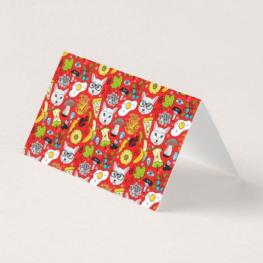 Kat en ei op rood kaart (Voorkant)