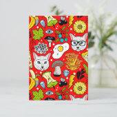 Kat en ei op rood kaart (Staand voorkant)