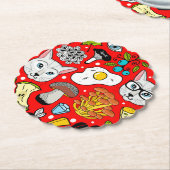 Kat en ei op rood kartonnen onderzetters (Gekanteld)