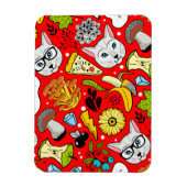 Kat en ei op rood magneet (Verticaal)