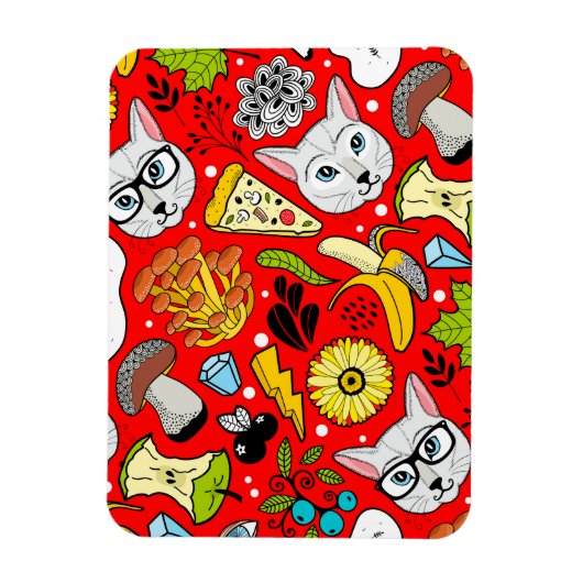 Kat en ei op rood magneet (Verticaal)