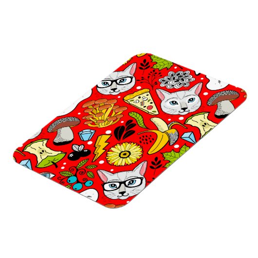 Kat en ei op rood magneet (Linkerzijde)