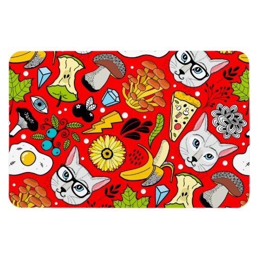 Kat en ei op rood magneet (Horizontaal)