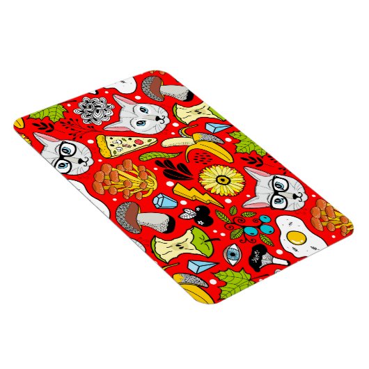 Kat en ei op rood magneet (Rechterzijde)