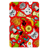 Kat en ei op rood magneet (Verticaal)