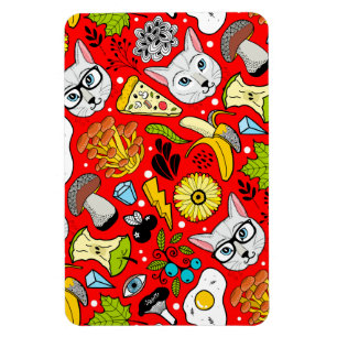 Kat en ei op rood magneet