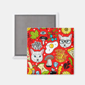 Kat en ei op rood magneet (Voorkant / Achterkant)