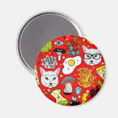 Kat en ei op rood magneet (Voorkant / Achterkant)