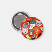 Kat en ei op rood magneet (Voorkant / Achterkant)