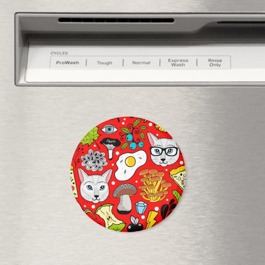 Kat en ei op rood magneet (Insitu (Vaatwasser))