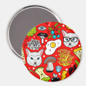 Kat en ei op rood magneet (Voorkant / Achterkant)