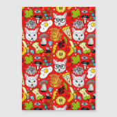 Kat en ei op rood magnetische uitnodiging (Voorkant)