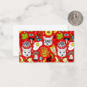 Kat en ei op rood notitiekaartje (Voorkant / Achterkant in situ)