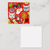 Kat en ei op rood notitiekaartje (Voorkant / Achterkant)