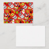 Kat en ei op rood notitiekaartje (Voorkant / Achterkant)