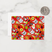 Kat en ei op rood notitiekaartje (Voorkant / Achterkant in situ)