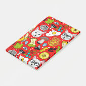 Kat en ei op rood post-it® notes (Schuin)