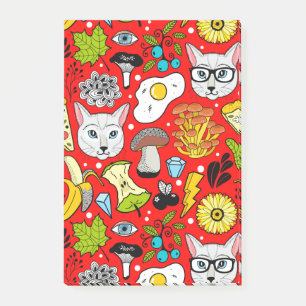 Kat en ei op rood post-it® notes