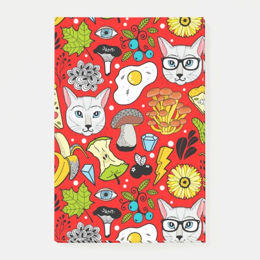 Kat en ei op rood post-it® notes (Voorkant)