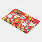 Kat en ei op rood post-it® notes (Schuin)