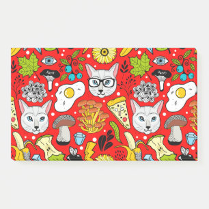 Kat en ei op rood post-it® notes