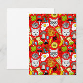 Kat en ei op rood RSVP kaartje (Voorkant / Achterkant)