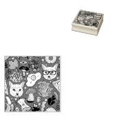 Kat en ei op rood rubberstempel (Gestempeld)