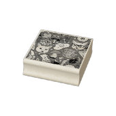 Kat en ei op rood rubberstempel (Stempel)