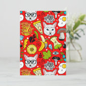 Kat en ei op rood save the date (Staand voorkant)