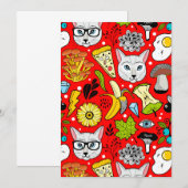 Kat en ei op rood save the date (Voorkant / Achterkant)