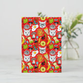 Kat en ei op rood save the date (Staand voorkant)