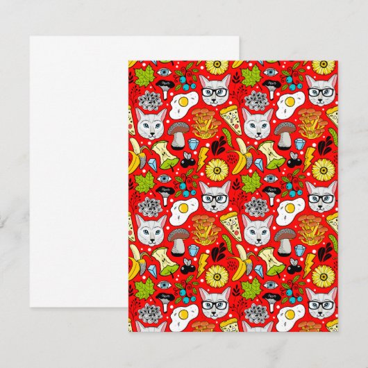 Kat en ei op rood save the date (Voorkant / Achterkant)