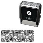 Kat en ei op rood  zelfinktende stempel (In situ)