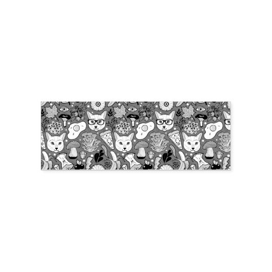 Kat en ei op rood  zelfinktende stempel (Design)