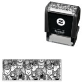 Kat en ei op rood  zelfinktende stempel (In situ)