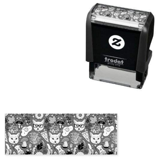 Kat en ei op rood zelfinktende stempel (In situ)