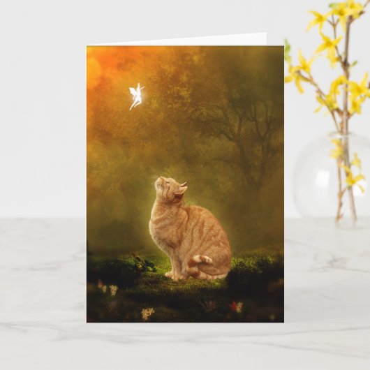 Kat en Fee Kaart (Gele Bloem)