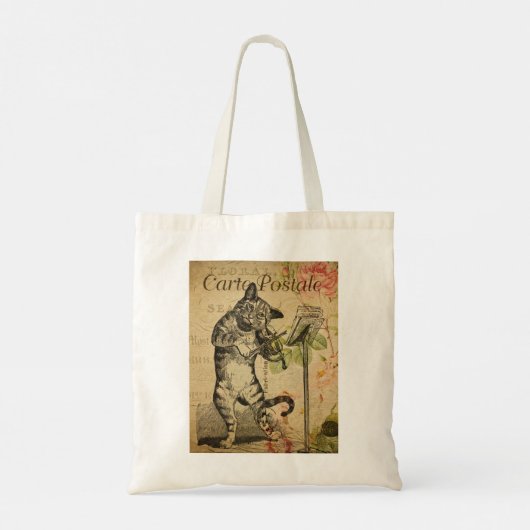 Kat en Fiddle  Briefkaart Tote Bag (Achterkant)